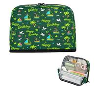 decor gift Pencil Case Large Capacity Dark Neon Green Seagull Boat Birthday Coconut Tree Coin pouching Soft for Student Grade School Supplies bolsa para maquillaje