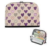 decor gift Pencil Case Organizer Large Capacity Hearts Violet Plaid Valentines Makeup Pouches Expandable for Man Elementary cartucheras para adolescentes