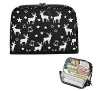decor gift Pencil Holder Case Large Capacity Black and White Reindeer and Stars Upright Storage Bag Multifunctional for Student School Supply cartuchera para ninos