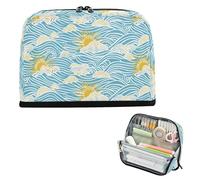 decor gift Pencil Holder Large Capacity Retro Sky Sun Waves Cosmetic Bag Wide Opening for College Student Elementary bolsas para maquillaje de mujer