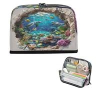 decor gift Pencil Organizer Case Large Capacity 3d Optical Illusion Wall Art Underwater Tropical Stationery Pen Bag Zippered for Nurse Cosmetics materiales escolares para nina