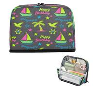 decor gift Pencil Organizer Case Large Capacity Dark Gray Neon Green Seagull Boat Coconut Tree Pen Bags Portable for Nurse High School Supplies lapiceras para adolescentes