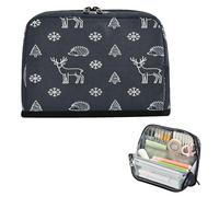 decor gift Pencil Organizer Case Large Capacity Merry Christmas Deer White and Black Stationery Pen Bag Slim for College Student Middle School bolsa para maquillaje