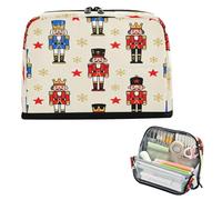 decor gift Pencil Pen Case Large Capacity Childish Cartoon Nutcracker Soldiers Pattern Makeup Bag Wide Opening for Men Middle School bolsa para maquillaje