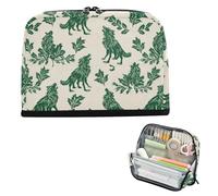 decor gift Pencil Pen Case Large Capacity Hand-drawn Design Wolf Soft Green Multi-Purpose Bag Simple for Man Preppy School bolsas para erramientas