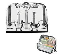 decor gift Pencil Pen Case Large Capacity Never Have Too Many Guitars Black Makeup Pouches With Zipper for Kids Travel bolsas para lapices