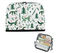 decor gift Pencil Storage Case Large Capacity Ark Green Playful Wolf Winter Makeup pouching With Compartment for College Student High School Supplies estuches escolares para ninas