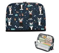 decor gift Pencil Storage Case Large Capacity Cute Cartoon Mr Cat Blue Makeup Bag With Zipper for Kids High School bolsas para eramientas