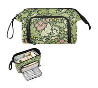 decor gift Pink Carnation Green Leaves William Morris Pencil pouching Large Capacity Pen Case Cosmetic Makeup with Slot for Teen Back to School Supplies cartuchera para lapices de nina