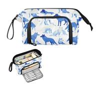 decor gift Ranch Wolf Blue Pencil Case Large Capacity Hard Pencil Case with Zipper for Teens Middle School bolsitas para lapices