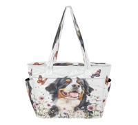 decor gift Simple Dog Butterflies Cute Tote Bag for Women Foldable Bags for Work Daily Commute with Compartment bolsa tote para mujer