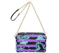 decor gift Small Crossbody Bags For Women Vegan Leather Halloween Purple Stripe Bride Casual Everyday Purse Zip Shoulder Bag For Woman