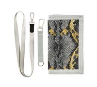 decor gift Snake Fur Print Gray and Yellow trifold thin wallets for men gifts for young nylon casual thin wallets men with lanyard