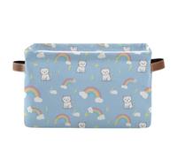 decor gift storage baskets Cute Animal Cat Rainbow Lightening folding and waterproof serviceable fabric cube storage baskets bins with sturdy handle rack small 2 Piecing for cubby closet para ropa de