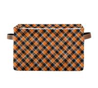 decor gift storage baskets Fluorescent Orange Gingham Checkered Foldable and waterproof serviceable fabric cube storage baskets bins with sturdy handle tub medium 2 Piecing for clothing para guardar