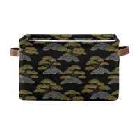 decor gift storage baskets Japanese Style Pine Tree Pearl Black foldable and waterproof baskets for storage containers with sturdy handle tub camping 2 Piecing for office para guardar zapatos