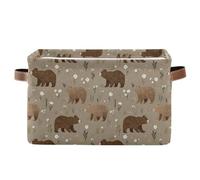 decor gift storage baskets Naughty Grassland Brown Bear collapsable and waterproof baskets organization and storage boxes with sturdy handle bag crate 2 Piecing for toys weatherproof