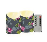 decor gift Tabletop Flameless Candles Set of 2 Animal Frog Water Lily Gray Remote Control Candles for Bathroom Vanity