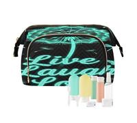 decor gift Toiletry Bag For Women Essentials Live Laugh Love Dandelion Blue Butterfly (longword) Makeup pouching Period Bag for Makeup Cosmetic