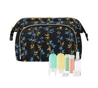 decor gift Toiletry Bag Portable Style bamboos Electric Blue Gold and Black (longword) Women's Coin Change Purse for Travel Accessories