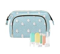 decor gift Travel Cosmetic Bag Zipper Cute Animal Hawk Star Pastel Blue (longword) Makeup pouching Period Bag for Makeup Brush