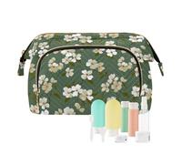 decor gift Travel Makeup Bags Essentials Elegant Flower dogwoods Gat Olive Green (longword) Women's Coin Purse Wallet for Capacity Travel Cosmetic
