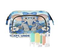decor gift Travel Makeup Bags Zipper Elephants Accept Understand Love Autism Awareness (longword) Makeup pouching Period Bag for Essentials For Women