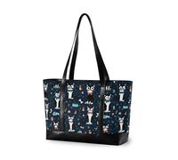decor gift trendy briefcase for women with zipper Classical Black White Houndstooth for Travel Essentials Beach Gifts, Cute Cartoon Mr Cat Blue