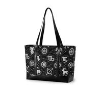 decor gift trendy briefcase for women with zipper Classical Black White Houndstooth for Travel Essentials Beach Gifts, Gothic Black and White Skull Constellation