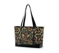 decor gift trendy briefcase for women with zipper Classical Black White Houndstooth for Travel Essentials Beach Gifts, William Morris Design Bird