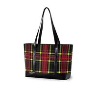 decor gift trendy briefcase for women with zipper Classical Black White Houndstooth for Travel Essentials Beach Gifts, Buffalo Plaid Black Yellow Red