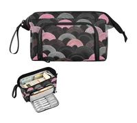 decor gift Ukiyo-e-style Pastel Charcoal Black Pencil Case Large Capacity Preppy School Supplies with Zipper for Boys School Supply cartucheras escolares para lapices
