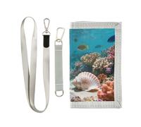 decor gift Undermarine Scenery Fish Star Picture trifold thin wallets for men for women nylon lighweight thin wallets men with lanyard