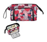 decor gift Valentine Hearts Stripe Plaid Pencil Box Large Capacity Pen Pencil Case with Compartment for Nurse High School Supplies caja para lapices