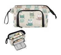 decor gift Vector Hand-drawn Wolf Soft Green Pencil Bags Large Capacity Hard Shell Pencil Case with Handle for Kids Preppy School Supplies lapicera para adolescentes