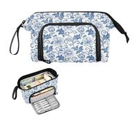 decor gift Vintage Blue Rose William Morris White Pencil pouching Large Capacity Stationery Bag with Zipper for Teacher Back to School Supplies estuche para guardar lapices