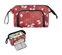 decor gift White Rose Lines Red Retro Pencil Case Organizer Large Capacity Pen Case Organizer Multifunctional for College Student High School bolsas para lapiceros