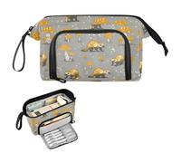 decor gift Wildlife Wolverine Shroom Gray Gold Pencil pouching Large Capacity Pen Case Cosmetic with Handle for Teacher Back to School Supplies estuche para lapices rosa