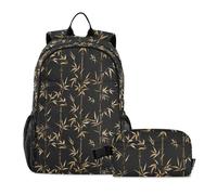 decor gift William Morris bamboos Gold Black Kids School Backpack Boys Backpack With Lunchbox For Boys 7-10 loncheras para adolescentes