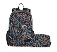 decor gift William Morris Design Bird Dark Blue School Bag For Boy Bookbags With Lunchbox For Boys 7-10 mochila con lonchera para ni?as