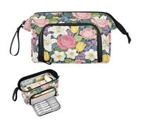 decor gift William Morris Pink Rose Lily Pencil Pouches Large Capacity Soft Pencil Case with Compartment for Kids Elementary porta lapices para escuela