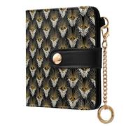 decor gift Women's Compact Folding Wallet Afro Samurai Style Peacock Gold White Waterproof PU Leather Bifold Wallet for Women Girls
