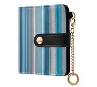 decor gift Women's Compact Folding Wallet Funny oases Blue Ribbed Blue and Gray Fancy PU Leather Card Wallet for Women