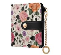 decor gift Women's Compact Folding Wallet William Morris Pink Rose Flowers Unique Compact PU Leather Wallet for Girls Women Ladies