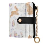 decor gift Women's Folding Card Wallet Happy Easter Cartoon Rabbit Egg Convenient Minimalist PU Leather Wallet for Women
