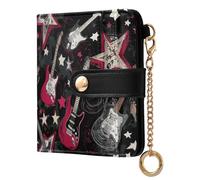 decor gift Women's Folding Card Wallet Punk Style Rock Guitar Star Balck Red Cute Everyday PU Leather Wallet for Girls Women Ladies