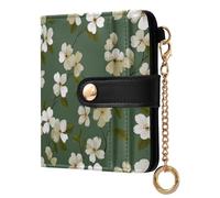 decor gift Women's Folding Wallet For Women Elegant Flower dogwoods Gat Olive Green Cute PU Leather Wallet With Card Slots for Women