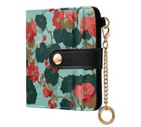 decor gift Women's Folding Wallet For Women Japanese Begonia Green Red Convenient PU Leather Wallet With Card Slots for Girls Women Ladies