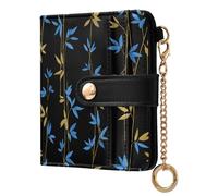 decor gift Women's Folding Wallet Style bamboos Electric Blue Gold and Black Unique PU Leather Folding Wallet for Woman Girl