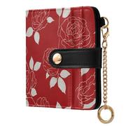 decor gift Women's Folding Wallet White Rose Lines Red Retro Fancy PU Leather Card Wallet for Girls Women Ladies